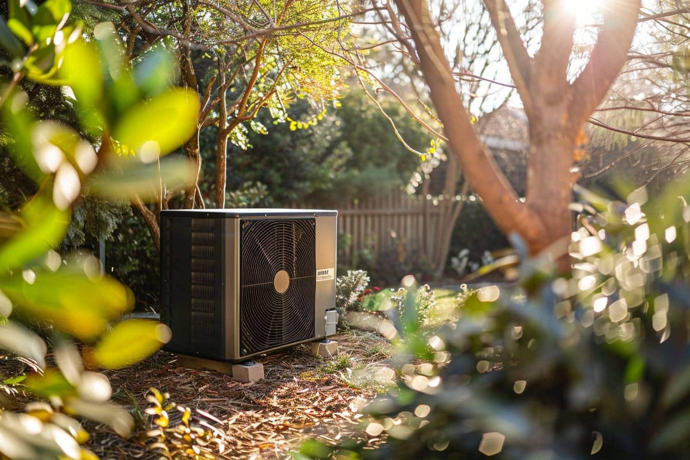 Système géothermique vertical installé dans un jardin  
Équipement de chauffage écologique dans un espace extérieur